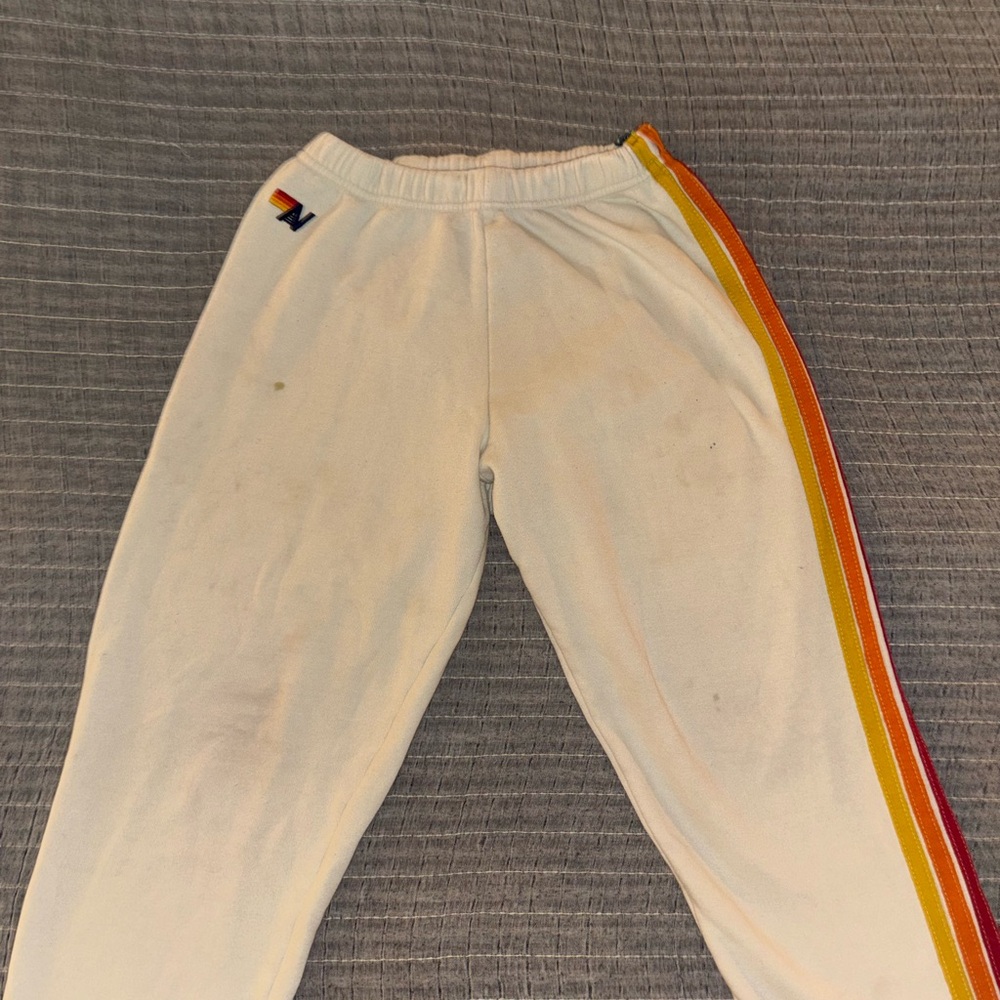 Aviator Nation Cream Sweatpants with Colorful Side Detail